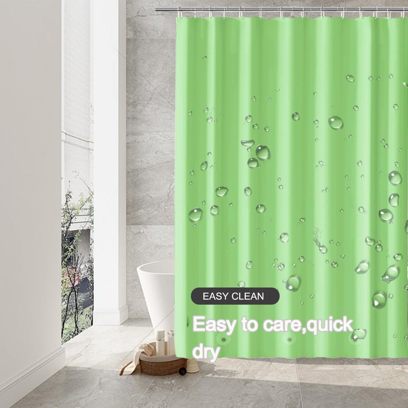 TIKABC Green Shower Curtain Liner, 4G PEVA Shower Liner, Plastic Peva Waterproof Shower Curtains, 72x72 inch with Grommet Holes 3 Magnetic Weights - Image 5